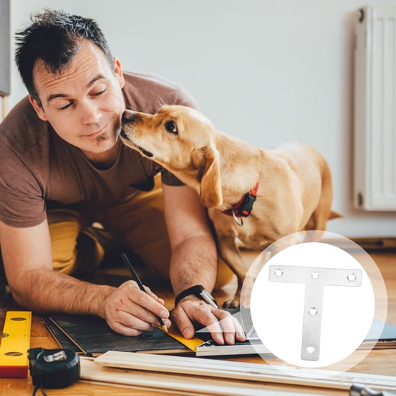 HEATSHAKING 10Pcs T-Shape Steel Corner Angle Brackets Silver Adjustable Corner Brace Stainless for Construction