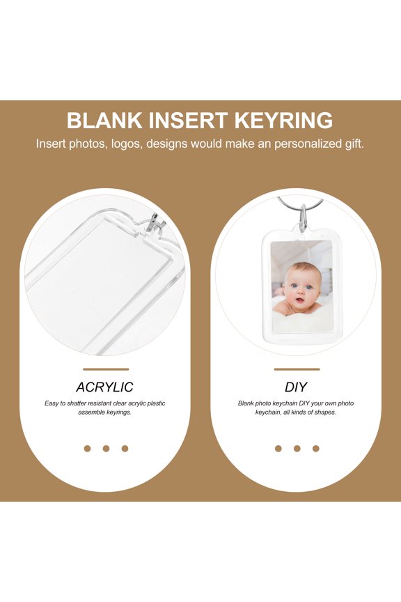 10Pcs Clear Acrylic Photo Frame Keychain for Custom Photo Or Logo Insert