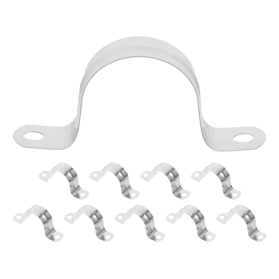 HEATSHAKING 10Pcs U Shape Stainless Steel Pipe Holder Bracket for Hose and PVC Pipe Plated Silver Finish