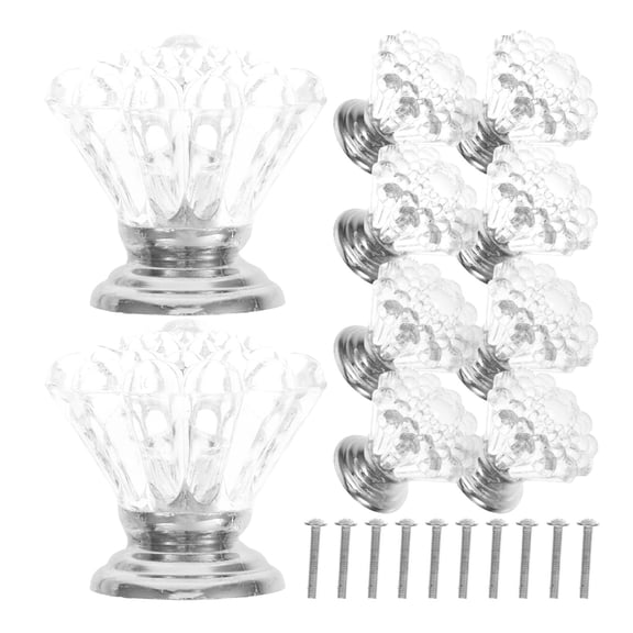 HEATSHAKING 10Pcs Plated Silver Crystal Cabinet Knobs Acrylic Pulls for Dressers and Drawers