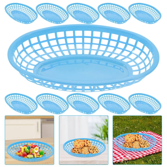 HEATSHAKING Stackable Blue Plastic Baskets, Stable and Reusable for Storage, 12Pcs