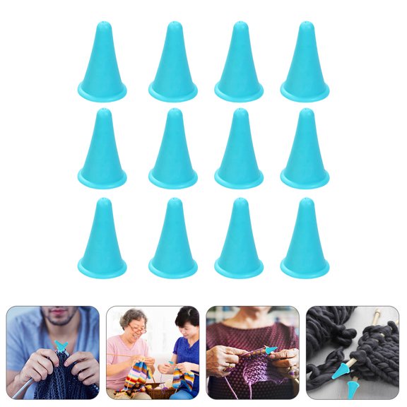 HEATSHAKING 12Pcs Blue Silicone Knitting Needle Cap Set for Needle Tip Protection and Craft Work