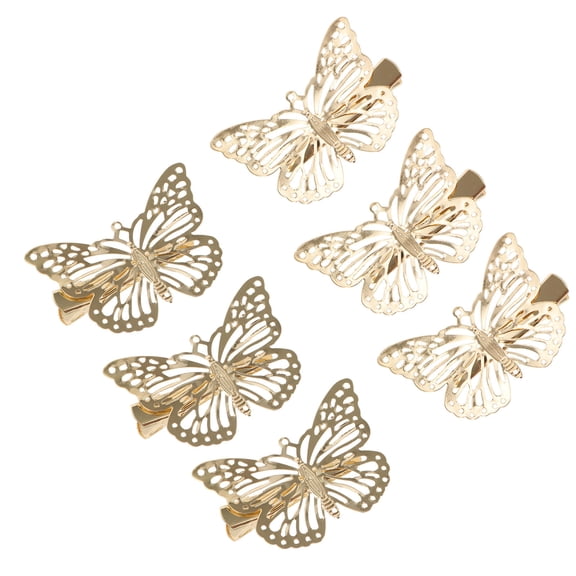 HEATSHAKING 12Pcs Golden Hollow Butterflies Hair Catch Metal Hair Clips for Unique Hairstyle Decoration