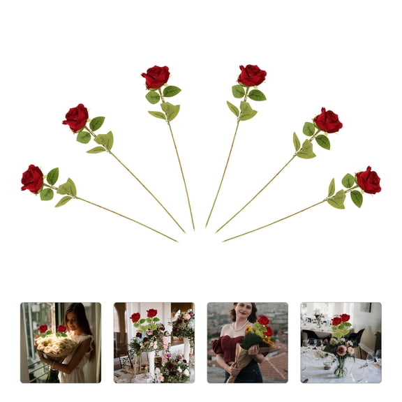 HEATSHAKING 12Pcs High Simulation Artificial Rose Flowers for Living Room and Wedding Decor