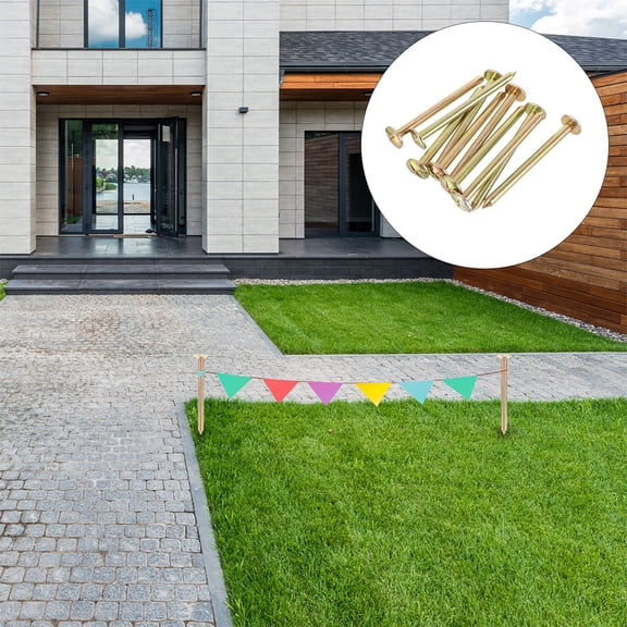 HEATSHAKING 12Pcs Outdoor Survey Stakes Stainless Steel Lawn Ground Nails for Property Line and Landscaping Projects