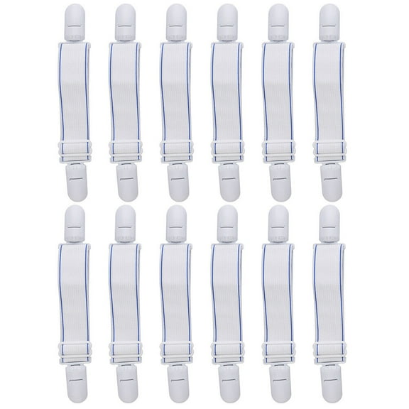 HEATSHAKING 12Pcs White Fitted Sheet Straps with Wide Elastic Bands for Secure Sheet Fastening
