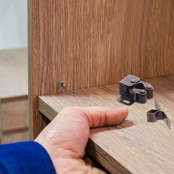 HEATSHAKING 12Sets Spring Loaded Cabinet Door Latch Light Brown Zinc Alloy for Home Furniture Hardware