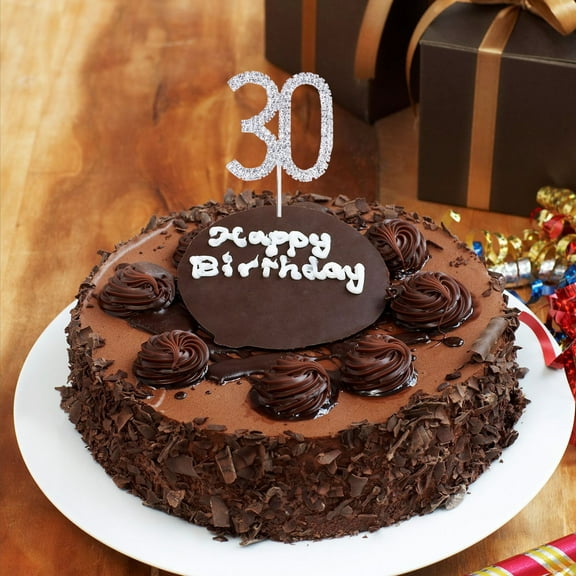 HEATSHAKING 1Pack Number Shape Silver Rhinestone Cake Topper for 30th Birthday and Wedding Anniversary