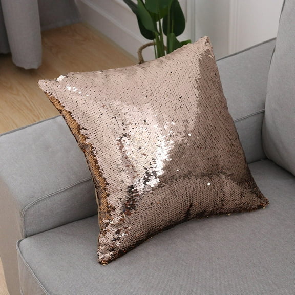 HEATSHAKING 1Pack Sequined Throw Pillows Rose Gold for Library 15.75 x 15.75 Inches