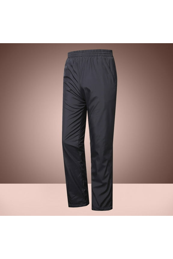 1Pack Thermal Trousers Men Black Polyester Windproof for Middle-aged Men in Winter
