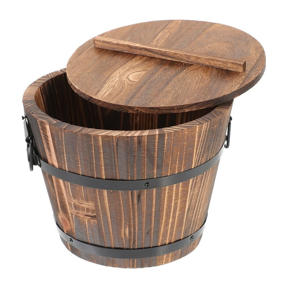 HEATSHAKING 1Pc Brown Wood Kitchen Storage Container for Families and Hotels