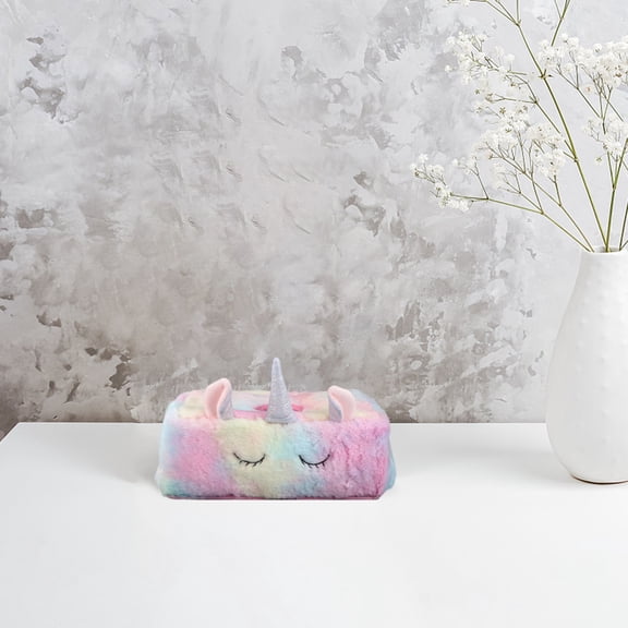 HEATSHAKING 1Pc Table Tissue Box with Plush Cotton Material and Unicorn Design for Home Use