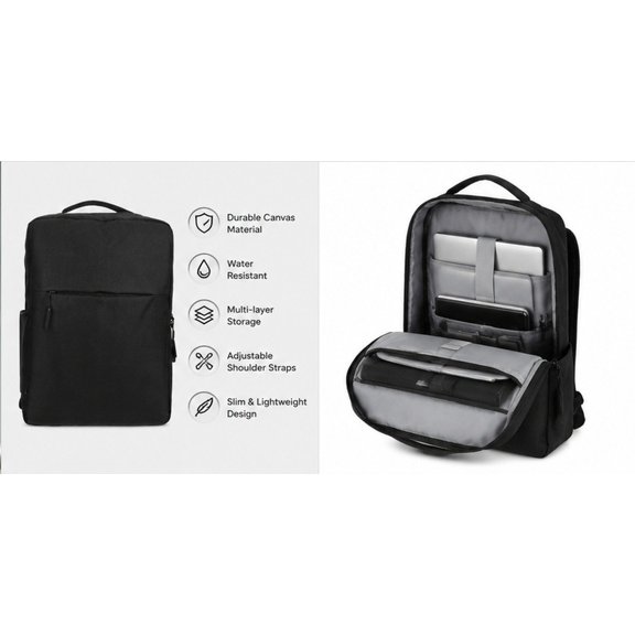 HEATSHAKING 1Pc Waterproof Canvas Laptop Backpack with Storage Pockets for Business and Outdoor Use