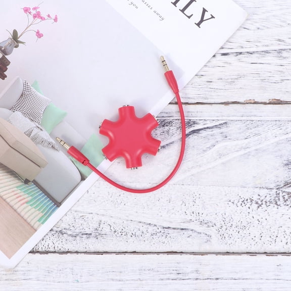 HEATSHAKING 1Pcs Hexangular Headphone Jack Splitter Red Plastic Audio Splitting For Splitter Cable For Headphones