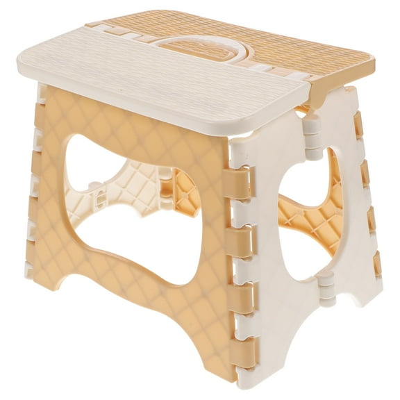 HEATSHAKING 1Pcs Portable Folding Stools Plastic for Kitchen Use Beige 9.82X7.07X7.86in