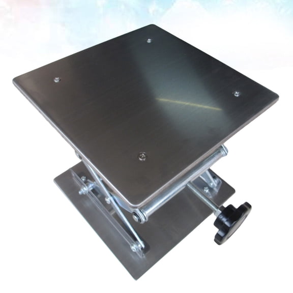 HEATSHAKING 1Pcs Silver Square Base with Wings Lab Jack Stand Table Lift for Maintenance Work 10x3.9x5.9in Stainless Steel