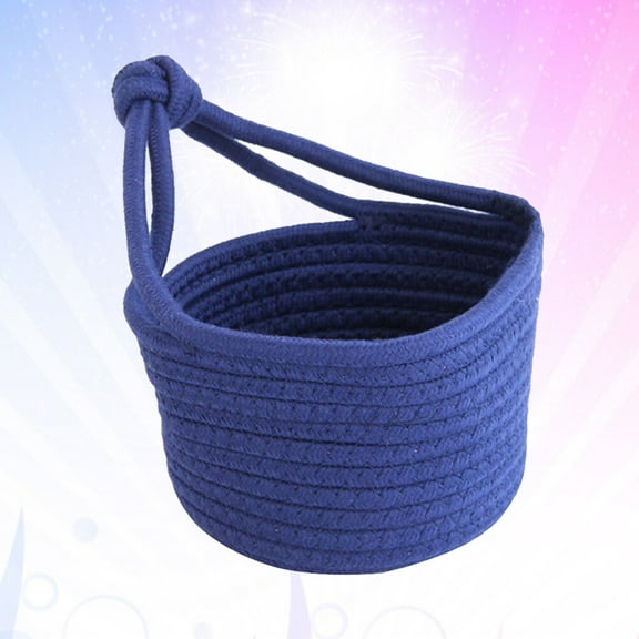 HEATSHAKING 1Pcs Storage Basket Woven Design Blue Cotton Rope Hanging Organization Baskets For Home Sundries