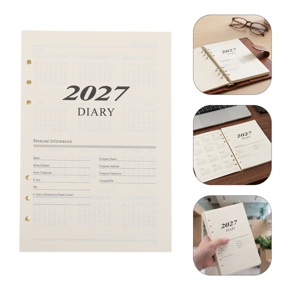 HEATSHAKING A5 Refillable Monthly Planner Pages for 6 Ring Binders, Beige, Portable Design