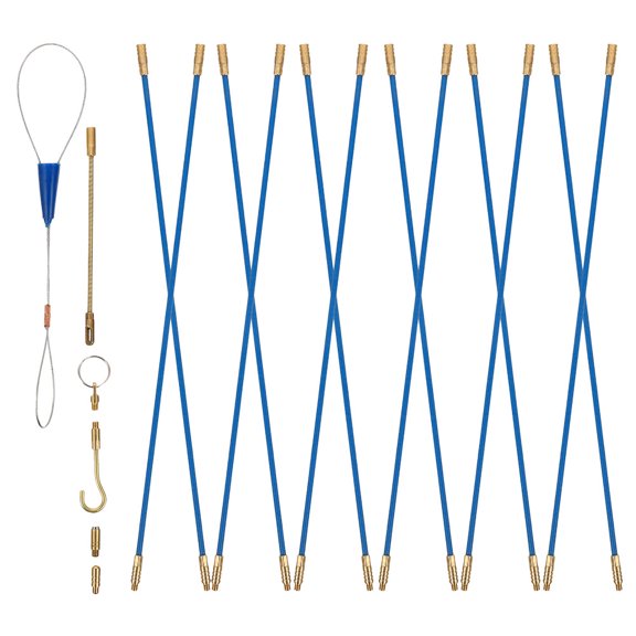 HEATSHAKING 1Set Fish Tape Pull Push Kit Fiberglass Rod Electrical Wire Threader for Conduit Use