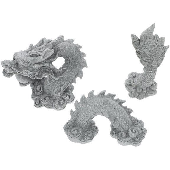 HEATSHAKING 1Set Grey Resin Dragon Statue Decorative Dragon Figurine for Home Office Table Decor