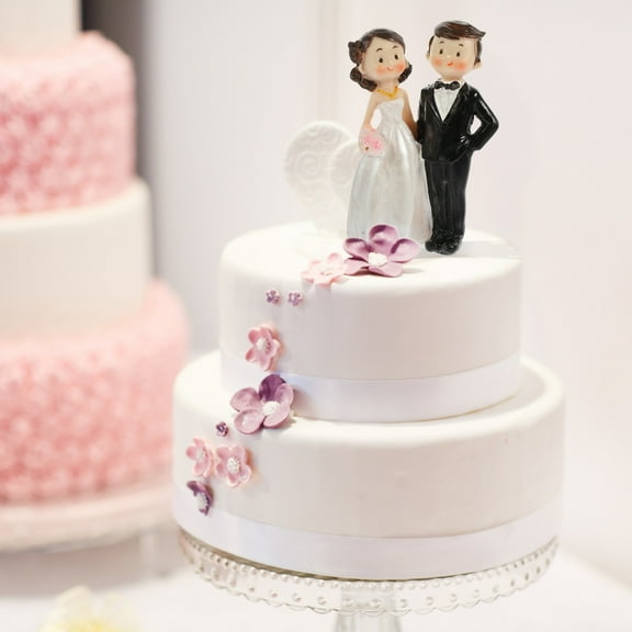 HEATSHAKING 1Set Mini Wedding Figurines Bride And Groom Resin Figure For Wedding Decor Table Decoration