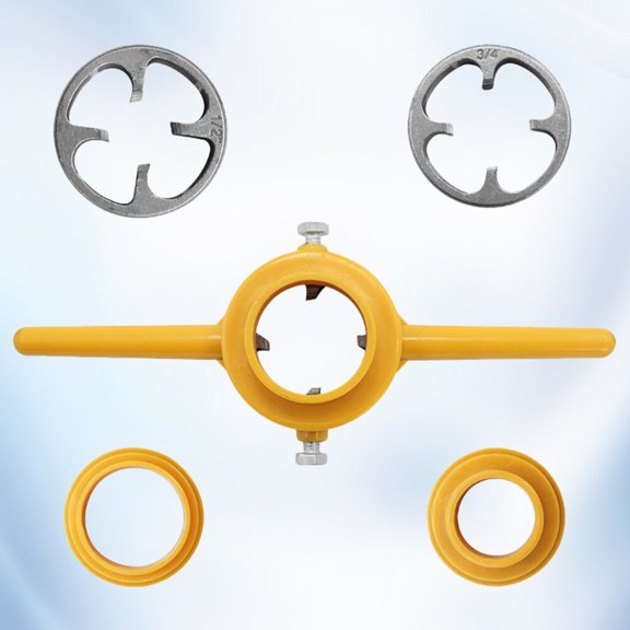 HEATSHAKING 1Set Professional Plumbing Tools Water Threading Die Tap Wrench Set Yellow
