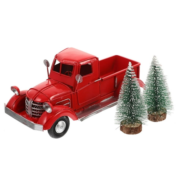 HEATSHAKING 1Set Red Metal Christmas Truck Model For Family Christmas Decoration present
