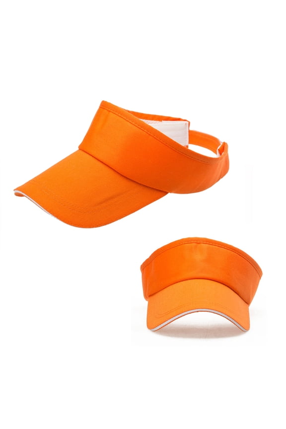 1Set Sports Visor Hat for Men and Women Orange Cotton UV Protection Adjustable Strap Round Brim 11.8x5.9x0.4in