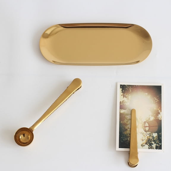 HEATSHAKING 1Set Storage Home Organizer Simple and Elegant Design Tray Golden Large 23x9.4x2Cm