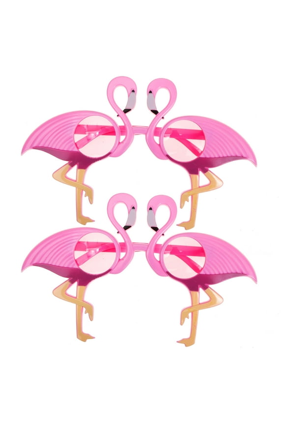 2 Pairs Novelty Party Sunglasses Flamingo Shape Rosy Color Plastic For Festivals And Events