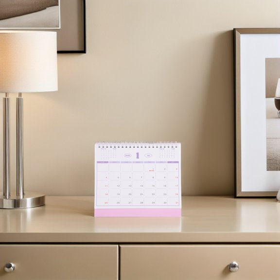 HEATSHAKING 2026 Pink Standing Desk Calendar Thick Paper Flip Design Ideal for Office and Home Use