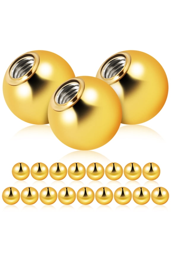 20Pcs Belly Button Piercing Replacement Balls Stainless Steel Golden Body Jewelry