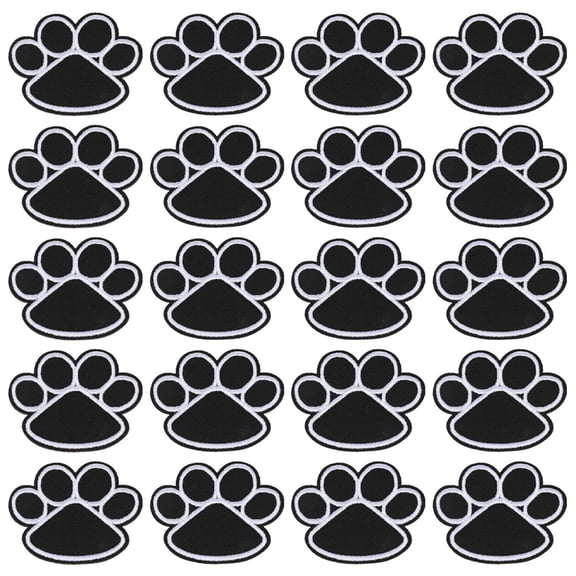 HEATSHAKING 20Pcs Dog Paw Patch Embroidered Black Cloth Accessories for Clothing Decoration and Repair