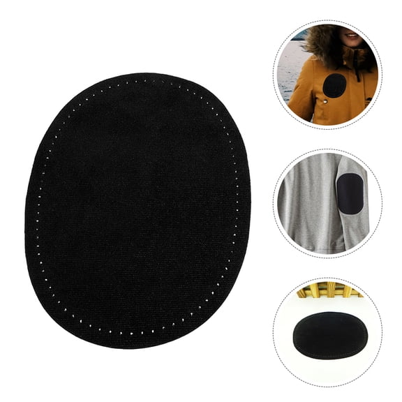 HEATSHAKING 2Pair Clothing Repair Fabric Patch Black Oval Elbow Patch for Jackets Pants