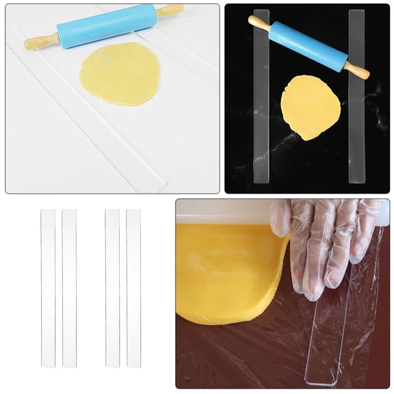 HEATSHAKING 2Pairs Transparent Baking Ruler Dough Leveler Sticks for Precise Rolling Pin Use