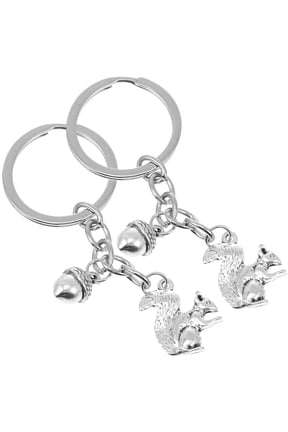 2Pcs Bag Key Chain Set Featuring Squirrel and Pine Cone Design for Easy Key Identification