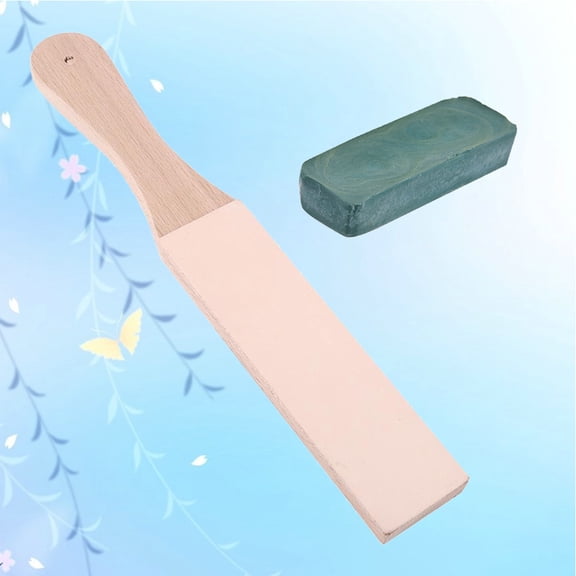 HEATSHAKING 2Pcs Beige Rectangular Wood Sharpening Board for Razor 10.8x1.7x0.5in
