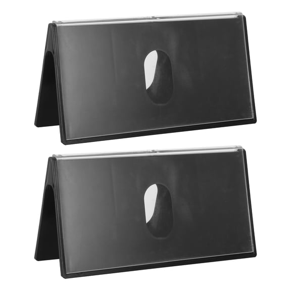 HEATSHAKING 2Pcs Black Clear Office Desk Name Plate Holder V Shape Tent Card for Business Conference and Wedding