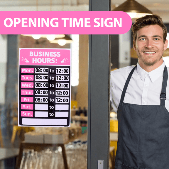 HEATSHAKING 2Pcs Changeable Store Operation Hours Sign Pink PVC Strong Adhesive for Restaurant