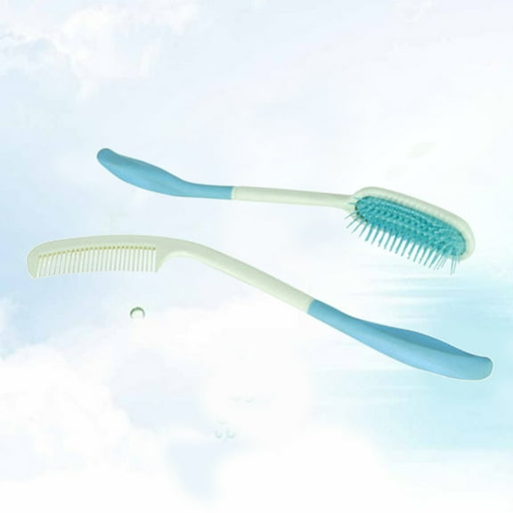 HEATSHAKING 2Pcs Combs for Hair Stylist Multi Color Wide Tooth Comb with Bend Handle 38x0.2in Massaging Hair Care