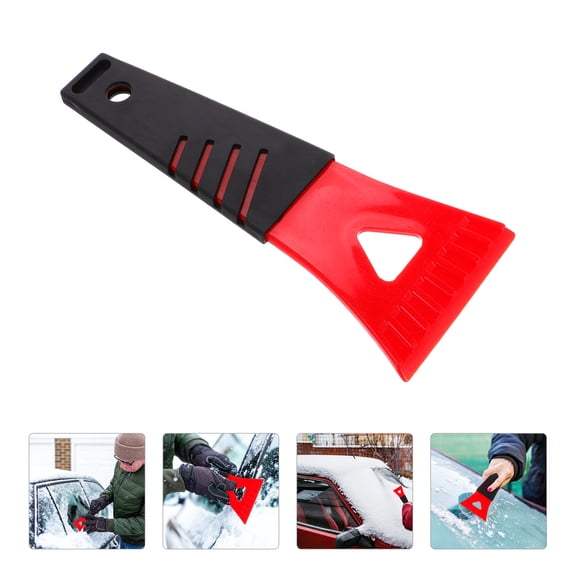 HEATSHAKING 2Pcs Compact Red PP PVC Ice Scraper for Car Windshield Winter Car Accessories