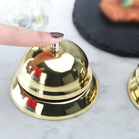 HEATSHAKING 2Pcs Golden Metal Novelty Call Bell for Restaurant and Bar Use