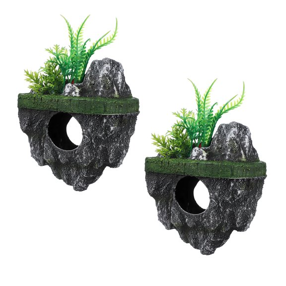 HEATSHAKING 2Pcs Natural Look Floating Resin Rocks for Aquarium Fish Tank Decorative Hideaway