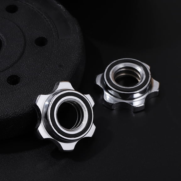 HEATSHAKING 2Pcs Plated Silver Barbell Collar Nuts with Non Slip Gasket for Secure Weight Plate Lock
