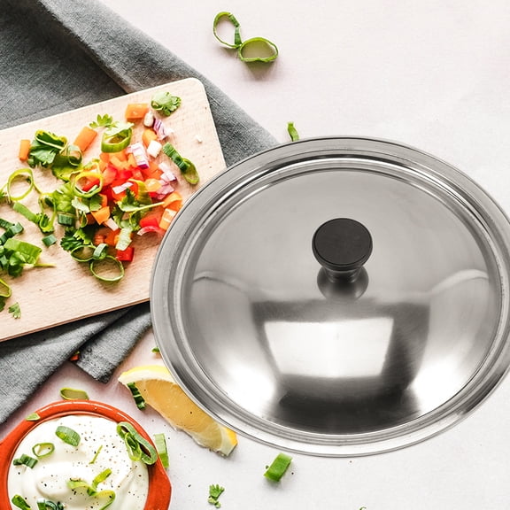 HEATSHAKING 2Pcs Plated Silver Stainless Steel Thickened Steamer Lid Home Cooking Pot Cover