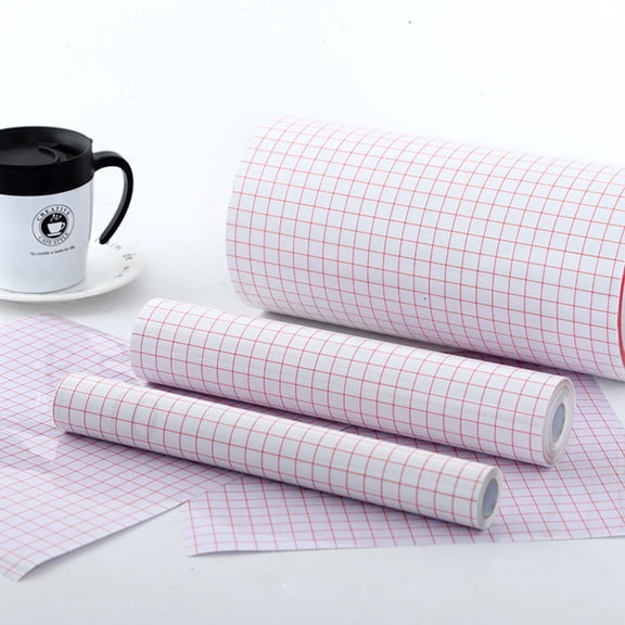 HEATSHAKING 2Pcs Red PVC Grid Transfer Tape Self Adhesive Vinyl Film for Decoration with Alignment Lines