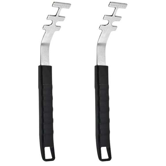 HEATSHAKING 2Pcs Stainless Steel Barbecue Grill Grate Lifters Heat Resistant Net Rack Clamps