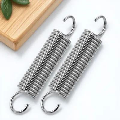 HEATSHAKING 2Pcs Telescopic Spring Hook Set Plated Silver Steel Durable Suspension Chair Hanging Hardware