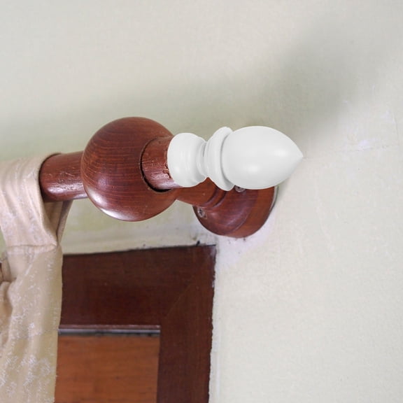 HEATSHAKING Antique White Wood Finials, Sturdy, Compatible with Various Rods, 2Pcs