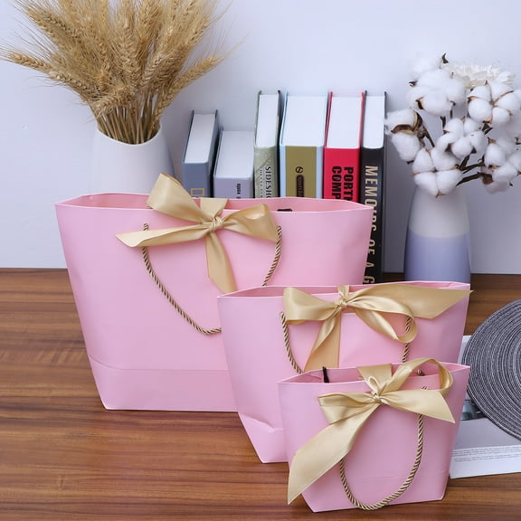 HEATSHAKING 3 Pcs Pink Large Shopping Bags Reusable For Home Party Business And Storage